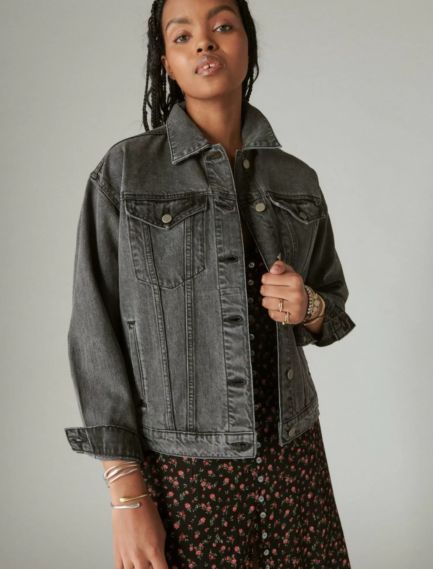 Lucky Brand relaxed denim trucker jacket orca*WOMEN Jackets & Outerwear
