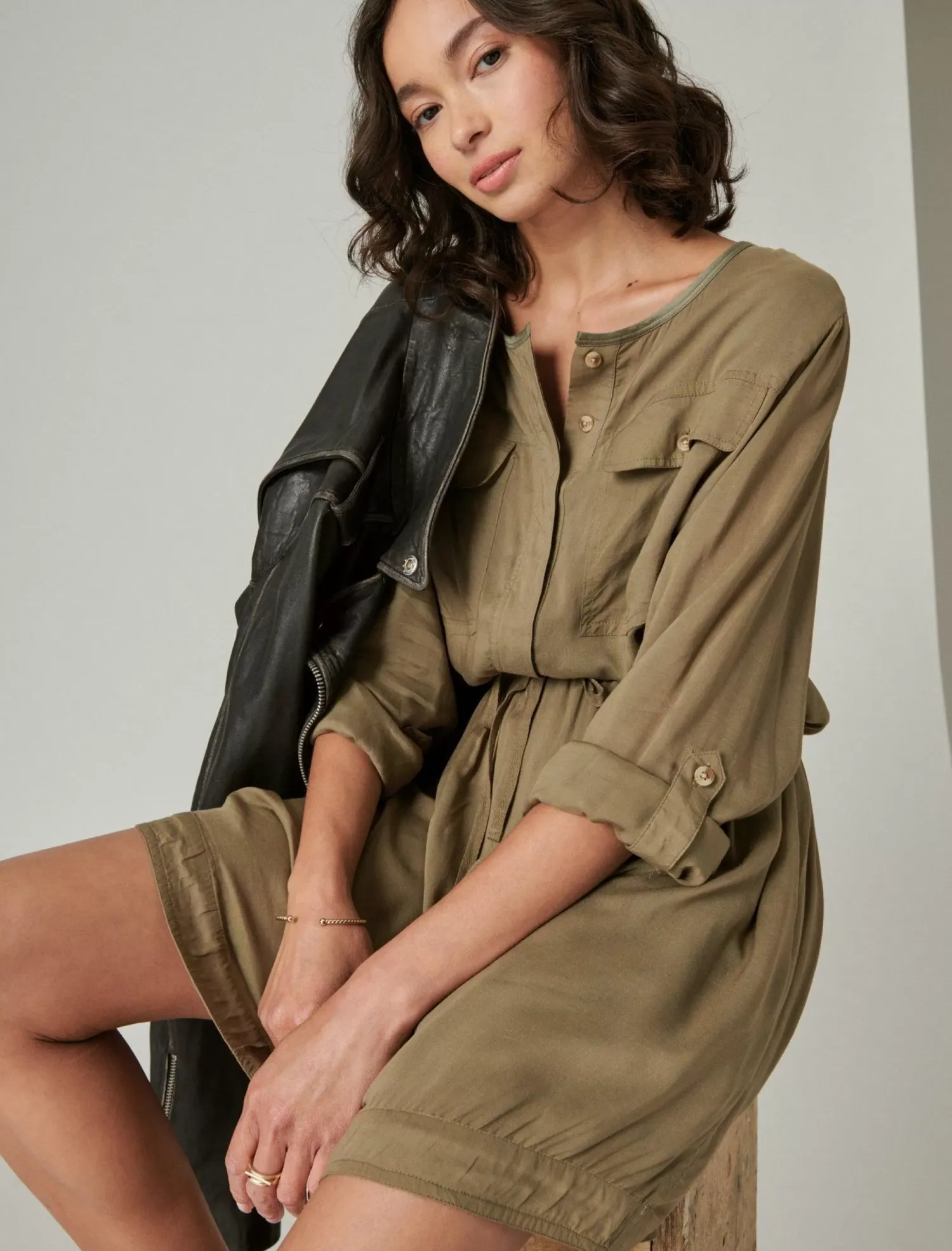 Lucky Brand relaxed surplus shirtdress olive*WOMEN Dresses