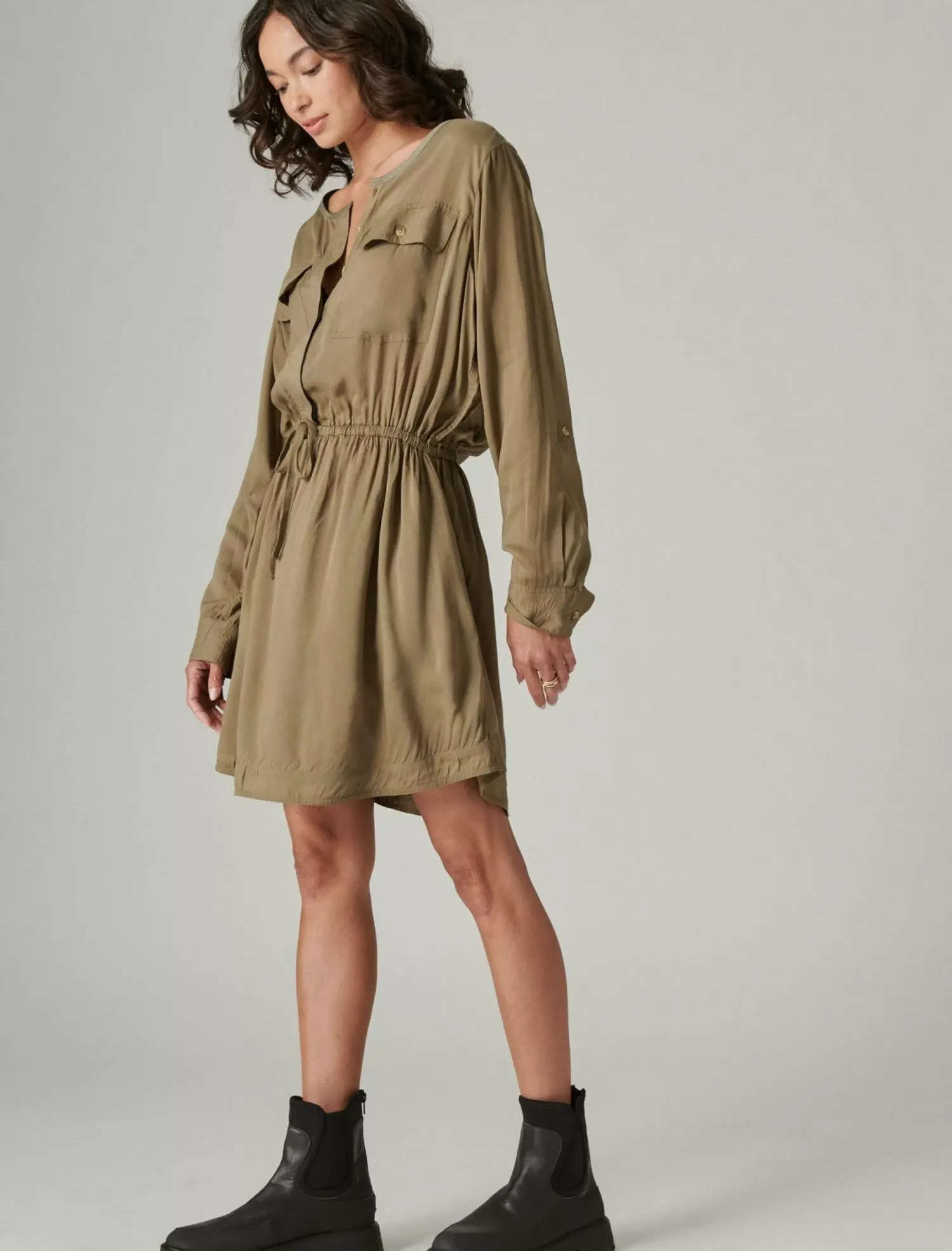 Lucky Brand relaxed surplus shirtdress olive*WOMEN Dresses