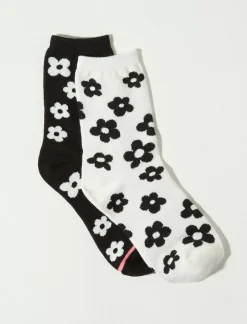Lucky Brand retro flower crew sock pack black*WOMEN Socks