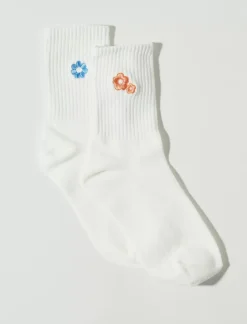 Lucky Brand retro flower embroidered sock pack white*WOMEN Socks
