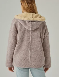 Lucky Brand reversible hi-pile cardigan satellite*WOMEN Activewear