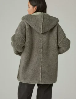 Lucky Brand reversible hi-pile cardigan balsam green*WOMEN Activewear