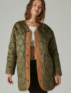 Lucky Brand reversible shine quilted liner jacket cognac*WOMEN Jackets & Outerwear
