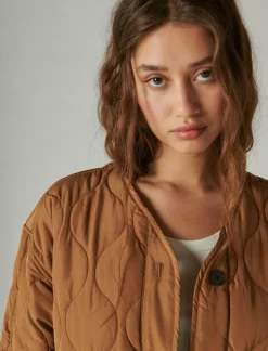 Lucky Brand reversible shine quilted liner jacket cognac*WOMEN Jackets & Outerwear