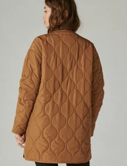 Lucky Brand reversible shine quilted liner jacket cognac*WOMEN Jackets & Outerwear