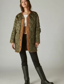 Lucky Brand reversible shine quilted liner jacket cognac*WOMEN Jackets & Outerwear