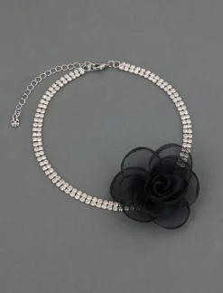 Lucky Brand rhinestone rosette choker silver*WOMEN Jewelry