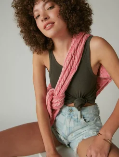 Lucky Brand ribbed essential tank raven*WOMEN Knit Tops