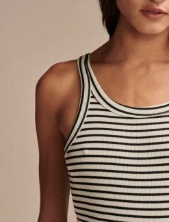 Lucky Brand ribbed essential tank. white black stripe*WOMEN Knit Tops