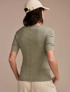 Lucky Brand ribbed henley tee four leaf clover*WOMEN Knit Tops