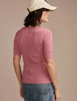 Lucky Brand ribbed henley tee red violet*WOMEN Knit Tops