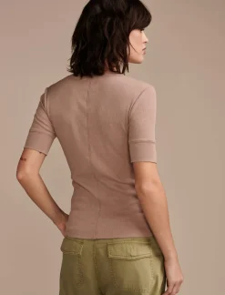 Lucky Brand ribbed henley tee raw umber*WOMEN Knit Tops