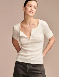 Lucky Brand ribbed henley tee tofu*WOMEN Knit Tops
