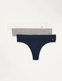 Lucky Brand ribbed thong 3 pk dark blue*WOMEN Intimates & Sleepwear