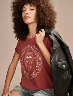 Lucky Brand rolling stone 78 tour classic crew brick red*WOMEN Graphic Tees