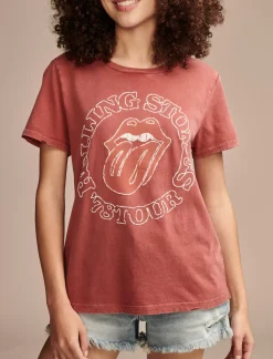 Lucky Brand rolling stone 78 tour classic crew brick red*WOMEN Graphic Tees