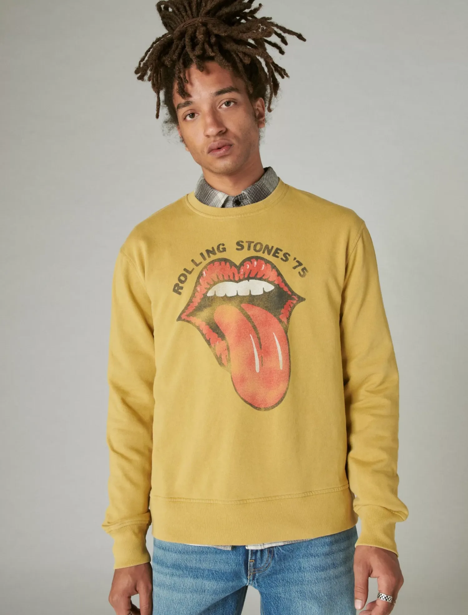Lucky Brand rolling stones 75 crew #1367 antelope*MEN Activewear