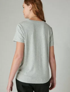 Lucky Brand rolling stones animal lips light heather gray*WOMEN Graphic Tees