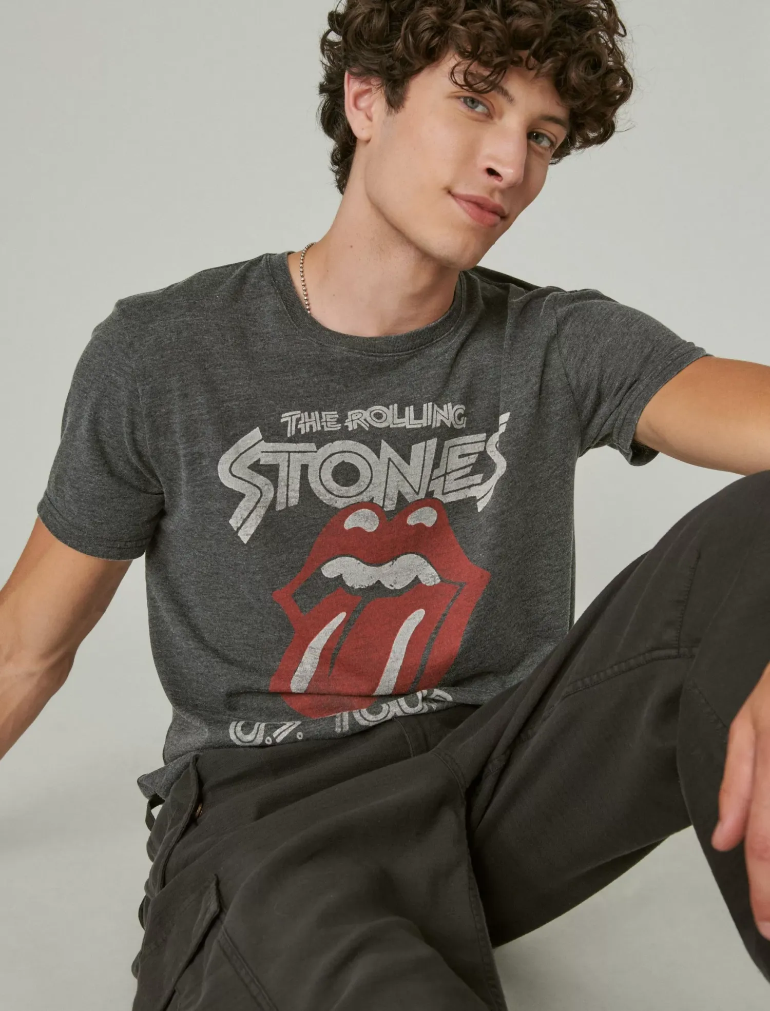 Lucky Brand rolling stones vintage washed tour tee jet black*MEN Graphic Tees