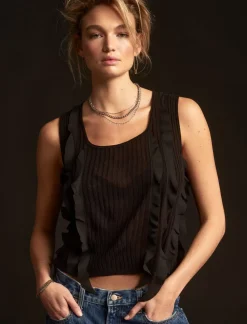 Lucky Brand ruffle sweater tank black*WOMEN Sweaters & Sweatshirts