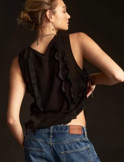 Lucky Brand ruffle sweater tank black*WOMEN Sweaters & Sweatshirts