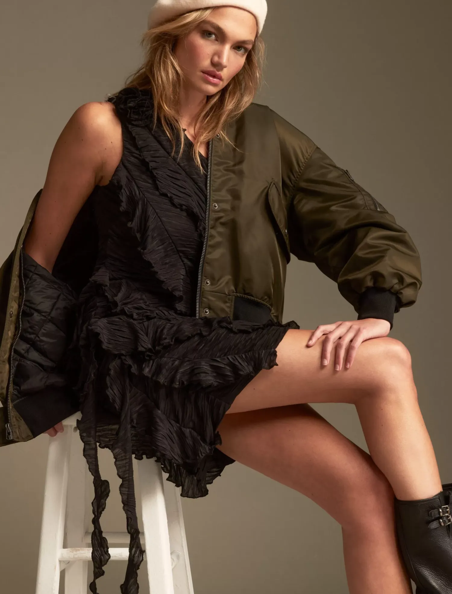 Lucky Brand ruffled one shoulder mini dress black*WOMEN Dresses