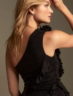 Lucky Brand ruffled one shoulder mini dress black*WOMEN Dresses