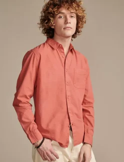 Lucky Brand rumpled poplin one pocket long sleeve shirt mineral red*MEN Suit Separates|Button-Downs