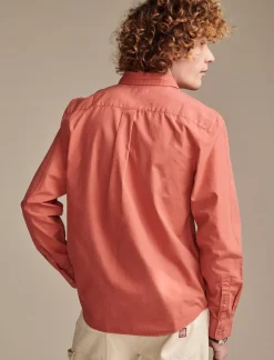 Lucky Brand rumpled poplin one pocket long sleeve shirt mineral red*MEN Suit Separates|Button-Downs