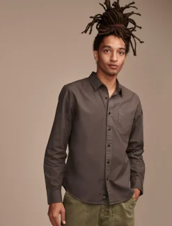 Lucky Brand rumpled poplin one pocket long sleeve shirt raven*MEN Suit Separates|Button-Downs