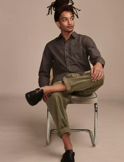Lucky Brand rumpled poplin one pocket long sleeve shirt raven*MEN Suit Separates|Button-Downs