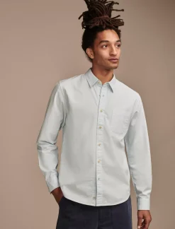 Lucky Brand rumpled poplin one pocket long sleeve shirt celestial blue*MEN Suit Separates|Button-Downs