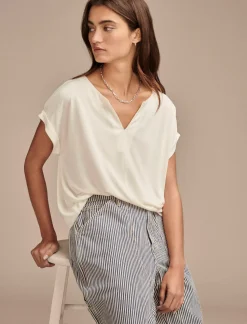 Lucky Brand sandwash notch neck tee ethereal white*WOMEN Knit Tops