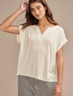 Lucky Brand sandwash notch neck tee ethereal white*WOMEN Knit Tops