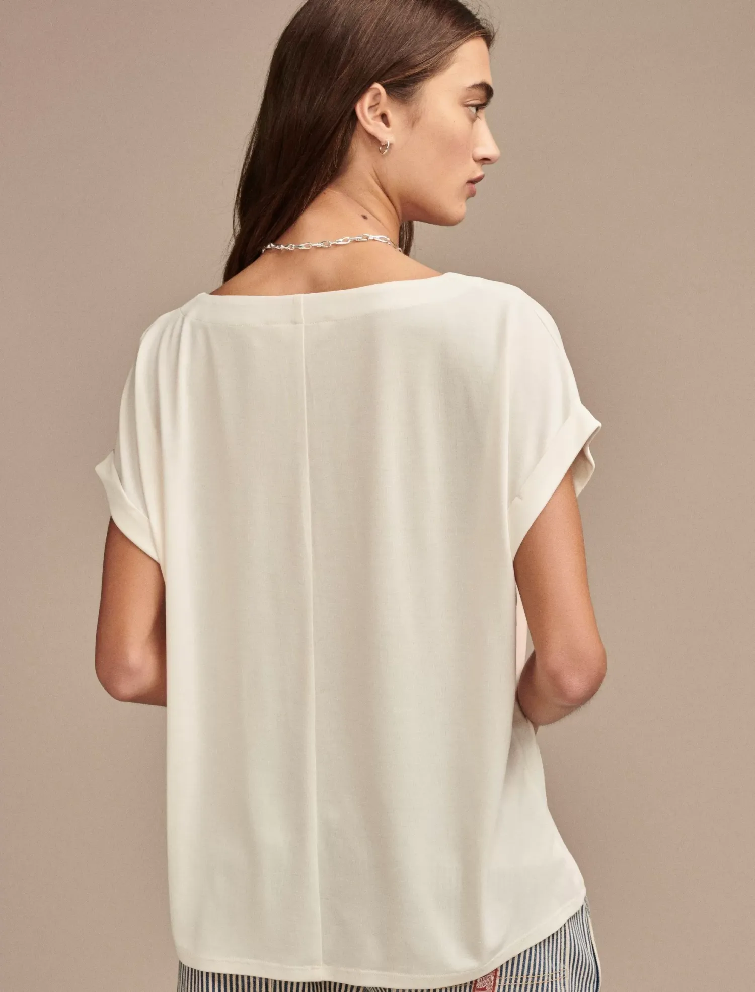 Lucky Brand sandwash notch neck tee ethereal white*WOMEN Knit Tops