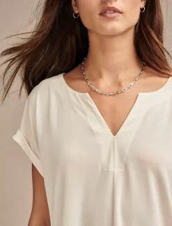 Lucky Brand sandwash notch neck tee ethereal white*WOMEN Knit Tops