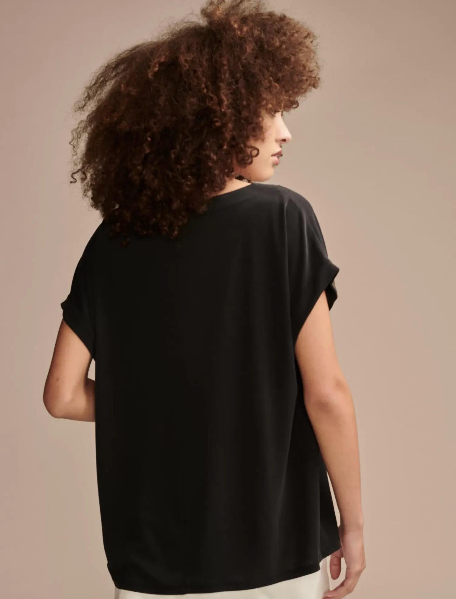 Lucky Brand sandwash notch neck tee jet black*WOMEN Knit Tops
