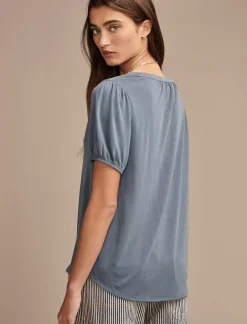 Lucky Brand sandwash peasant top blue nova*WOMEN Knit Tops