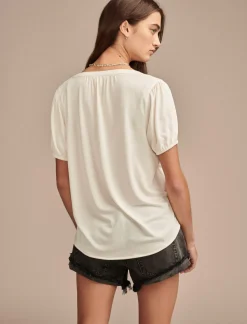 Lucky Brand sandwash peasant top ethereal white*WOMEN Knit Tops