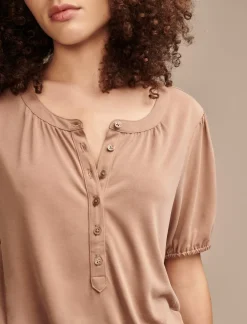 Lucky Brand sandwash peasant top mocha mousse*WOMEN Knit Tops