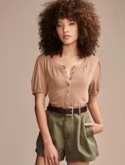 Lucky Brand sandwash peasant top mocha mousse*WOMEN Knit Tops