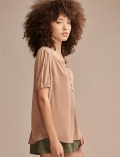 Lucky Brand sandwash peasant top mocha mousse*WOMEN Knit Tops