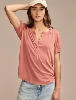 Lucky Brand sandwash peasant top dusty cedar*WOMEN Knit Tops