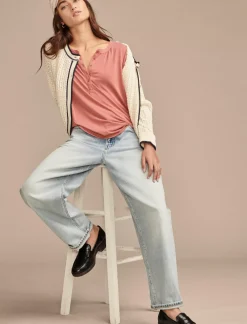 Lucky Brand sandwash peasant top dusty cedar*WOMEN Knit Tops