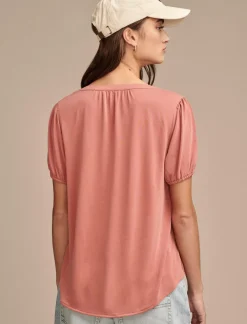 Lucky Brand sandwash peasant top dusty cedar*WOMEN Knit Tops