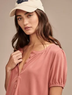 Lucky Brand sandwash peasant top dusty cedar*WOMEN Knit Tops