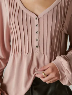 Lucky Brand sandwash pintuck top burnished lilac*WOMEN Knit Tops|Blouses