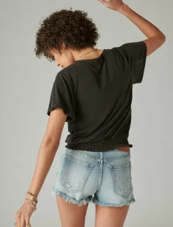 Lucky Brand sandwash surplice top jet black*WOMEN Knit Tops
