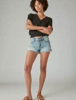 Lucky Brand sandwash surplice top jet black*WOMEN Knit Tops